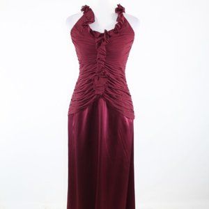 Kay Unger deep red satin dress size 10. Fits like a size 6. Floor length gown.